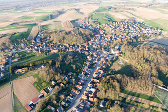 Neewiller-près-Lauterbourg in the state Bas-Rhin, France from the plane