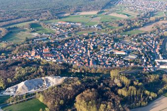 Lauterbourg in the state Bas-Rhin, France seen from above