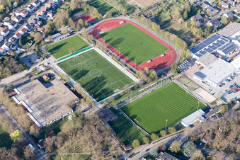 Drone recording of Herxheim bei Landau in the state Rhineland-Palatinate, Germany