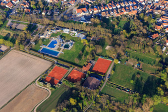 Swimming park Bellheim at the tennis courts and the tennis hall Bellheim of the Tennis-Club Grün Weiss Bellheim eV in Bellheim in the state Rhineland-Palatinate, Germany