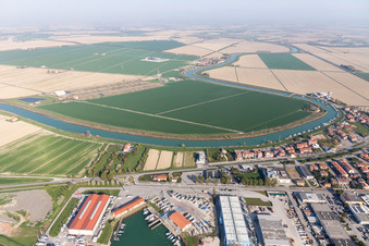 Aerial photograpy of Caorle in the state Metropolitanstadt Venedig, Italy
