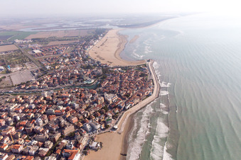 Caorle in the state Metropolitanstadt Venedig, Italy seen from above