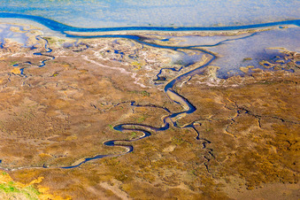 Aerial view of Marsh land on the Isola Marinetta in the Lido of Grado near Lignano Sabbiadoro in Friuli-Venezia Giulia, Italy