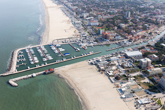 Oblique view of Milano Marittima in the state Emilia Romagna, Italy