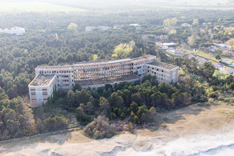 Former fascist holiday and recreational park for children "Colonia Varese" at the Adriatic coast in Milano Marittima in Cervia in Emilia-Romagna, Italy out of the air