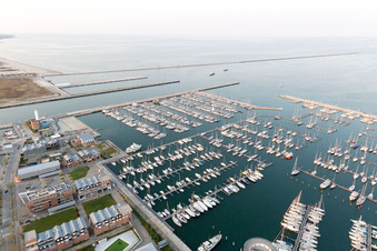 Marina di Ravenna in the state Emilia Romagna, Italy seen from above
