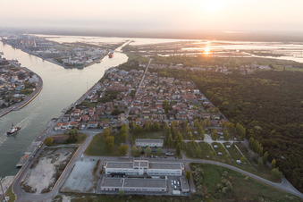Oblique view of Porto Corsini in the state Emilia Romagna, Italy