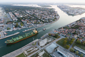 Porto Corsini in the state Emilia Romagna, Italy from above