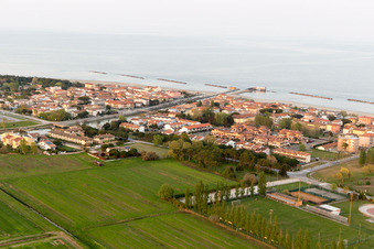 Aerial view of Casalborsetti in the state Emilia Romagna, Italy