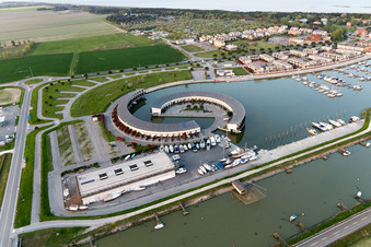 Casalborsetti in the state Emilia Romagna, Italy seen from above