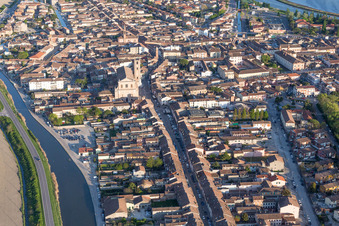 Comacchio in the state Ferrara, Italy from the drone perspective