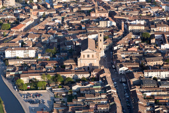 Comacchio in the state Ferrara, Italy seen from a drone