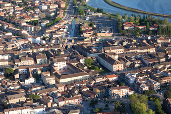 Aerial view of Comacchio in the state Ferrara, Italy