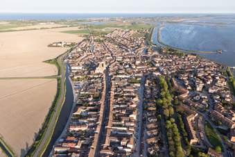 Oblique view of Comacchio in the state Ferrara, Italy
