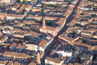 Bird's eye view of Comacchio in the state Ferrara, Italy