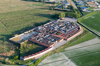 Aerial view of Comacchio in the state Ferrara, Italy