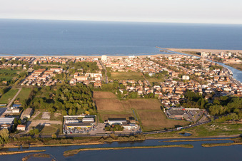 Oblique view of Porto Garibaldi in the state Emilia Romagna, Italy