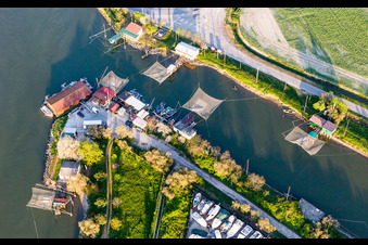 Fisher nets at the channel in Porto Garibaldi in Emilia-Romagna, Italy