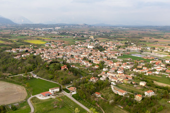 Aerial view of Carpacco in the state Friuli Venezia Giulia, Italy