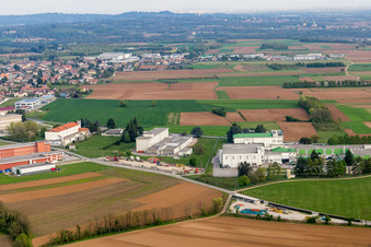 Aerial view of Aonedis di Qua in the state Friuli Venezia Giulia, Italy
