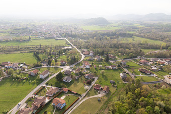 Aerial photograpy of Borgo Ampiano in the state Friuli Venezia Giulia, Italy