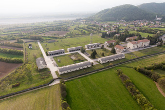 Aerial view of Sequals in the state Friuli Venezia Giulia, Italy