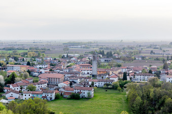 Aerial view of Barbeano in the state Friuli Venezia Giulia, Italy