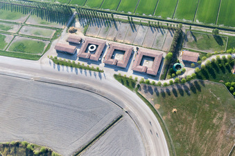 Aerial view of Harness racing track in Aprilia Marittima in the state Friuli Venezia Giulia, Italy