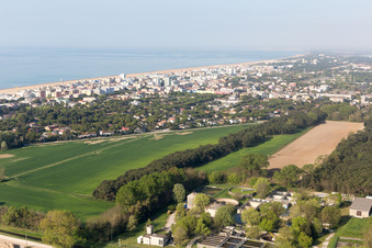 Drone recording of Lignano Riviera in the state Friuli Venezia Giulia, Italy