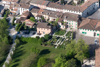 Aerial view of Sesto al Reghena in the state Pordenone, Italy