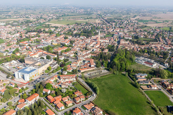 Town View of the streets and houses of the residential areas in San Vito al Tagliamento in Friuli-Venezia Giulia, Italy