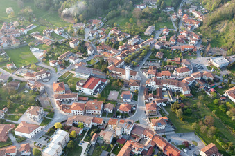 Aerial view of Fanna in the state Friuli Venezia Giulia, Italy