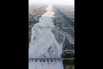 Aerial view of Montereale Valcellina in the state Pordenone, Italy