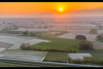 Sunset over the countryside of Tagliamento in Domanins in Friuli-Venezia Giulia, Italy