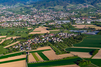 Aerial view of District Oberweier in Bühl in the state Baden-Wuerttemberg, Germany
