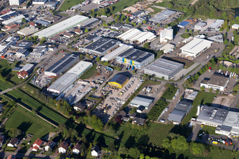 Aerial view of Industrial Area West in the district Vimbuch in Bühl in the state Baden-Wuerttemberg, Germany