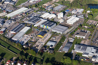 Aerial photograpy of Industrial Area West in the district Vimbuch in Bühl in the state Baden-Wuerttemberg, Germany