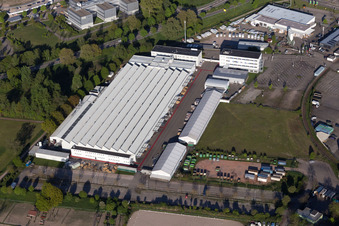 Industrial Area West in the district Vimbuch in Bühl in the state Baden-Wuerttemberg, Germany from above