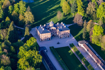 Favorite Castle at Förch in the district Förch in Rastatt in the state Baden-Wuerttemberg, Germany viewn from the air