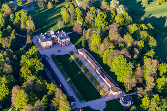 Drone recording of Favorite Castle at Förch in the district Förch in Rastatt in the state Baden-Wuerttemberg, Germany