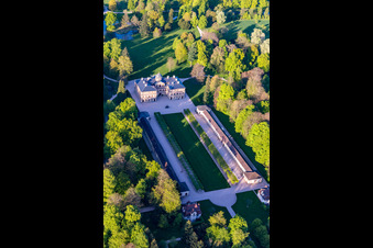 Drone image of Favorite Castle at Förch in the district Förch in Rastatt in the state Baden-Wuerttemberg, Germany