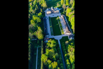 Favorite Castle at Förch in the district Förch in Rastatt in the state Baden-Wuerttemberg, Germany from the drone perspective