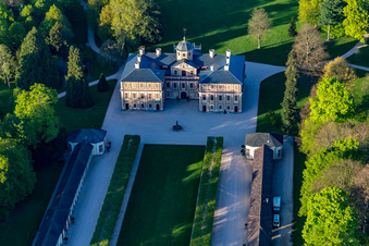 Aerial photograpy of Favorite Castle at Förch in the district Förch in Rastatt in the state Baden-Wuerttemberg, Germany