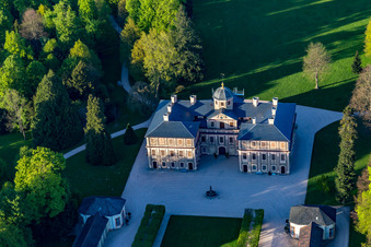 Oblique view of Favorite Castle at Förch in the district Förch in Rastatt in the state Baden-Wuerttemberg, Germany