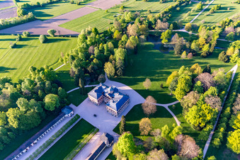 Bird's eye view of Favorite Castle at Förch in the district Förch in Rastatt in the state Baden-Wuerttemberg, Germany