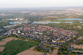 Aerial view of District Maximiliansau in Wörth am Rhein in the state Rhineland-Palatinate, Germany