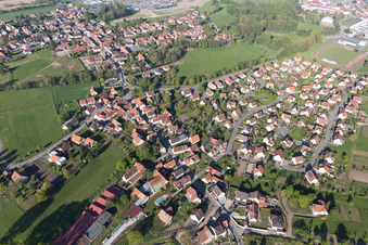 District Altenstadt in Wissembourg in the state Bas-Rhin, France from above