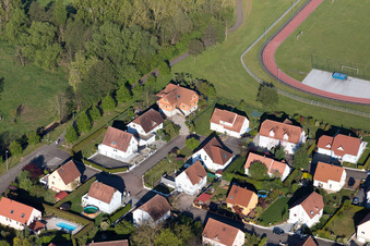 District Altenstadt in Wissembourg in the state Bas-Rhin, France seen from above