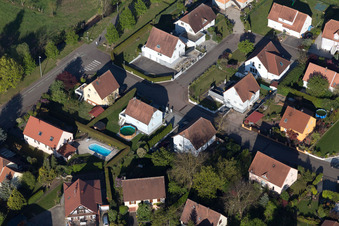 District Altenstadt in Wissembourg in the state Bas-Rhin, France viewn from the air