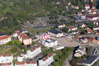 Aire Camping-Car Park in front of the cemetery in Wissembourg in the state Bas-Rhin, France